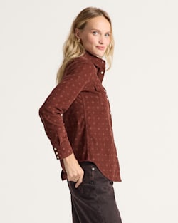 ALTERNATE VIEW OF WOMEN'S CORDUROY GAMBLER SHIRT IN BURGUNDY FOULARD image number 3