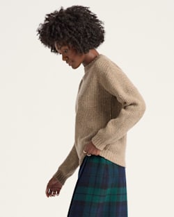 ALTERNATE VIEW OF WOMEN'S DONEGAL EYELET SWEATER IN TAN image number 3