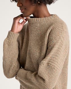 ALTERNATE VIEW OF WOMEN'S DONEGAL EYELET SWEATER IN TAN image number 5