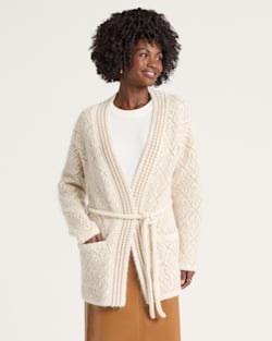 WOMEN'S TEXTURED ALPACA CARDIGAN IN IVORY/TAN image number 1