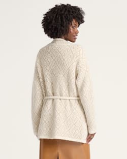 ALTERNATE VIEW OF WOMEN'S TEXTURED ALPACA CARDIGAN IN IVORY/TAN image number 2