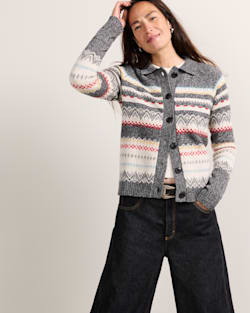WOMEN'S FAIR ISLE MERINO CARDIGAN IN CHARCOAL HEATHER image number 1