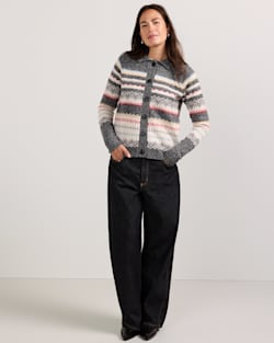 ALTERNATE VIEW OF WOMEN'S FAIR ISLE MERINO CARDIGAN IN CHARCOAL HEATHER image number 5