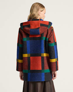 ALTERNATE VIEW OF WOMEN'S BLOCK PLAID WOOL DUFFEL COAT IN BOLD BLOCK PLAID image number 2
