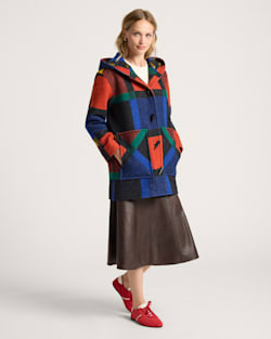 ALTERNATE VIEW OF WOMEN'S BLOCK PLAID WOOL DUFFEL COAT IN BOLD BLOCK PLAID image number 5