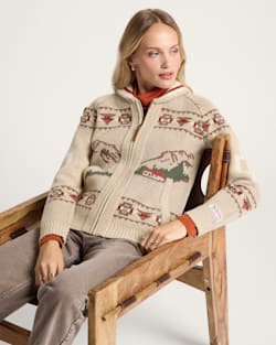 WOMEN'S ALPINE LAMBSWOOL ZIP CARDIGAN IN OATMEAL HEATHER image number 1