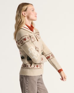 ALTERNATE VIEW OF WOMEN'S ALPINE LAMBSWOOL ZIP CARDIGAN IN OATMEAL HEATHER image number 3