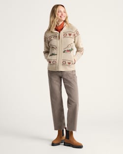 ALTERNATE VIEW OF WOMEN'S ALPINE LAMBSWOOL ZIP CARDIGAN IN OATMEAL HEATHER image number 6