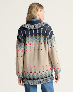 ALTERNATE VIEW OF WOMEN'S GRAPHIC FRINGE CARDIGAN IN ECRU/NAVY MULTI image number 2
