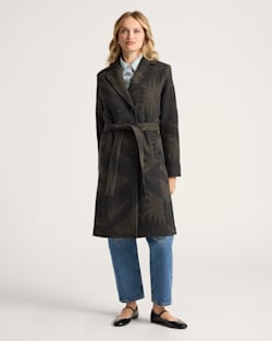 ALTERNATE VIEW OF WOMEN'S MIRROR LAKE WOOL TRENCH COAT IN OLIVE image number 6