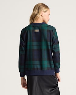 ALTERNATE VIEW OF WOMEN'S EAGLE RIVER WOVEN WOOL CARDIGAN IN BLACK WATCH TARTAN image number 2