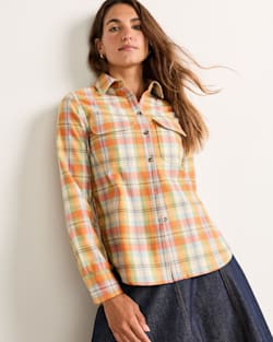 WOMEN'S PLAID BOARD SHIRT IN ORANGE/IVORY MULTI image number 1