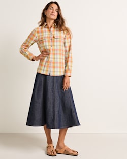 ALTERNATE VIEW OF WOMEN'S PLAID BOARD SHIRT IN ORANGE/IVORY MULTI image number 6