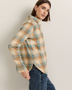 ALTERNATE VIEW OF WOMEN'S PLAID COTTON FLANNEL RELAXED SHIRT IN IVORY MULTI PLAID image number 5