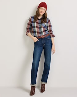 ALTERNATE VIEW OF WOMEN'S PLAID COTTON FLANNEL RELAXED SHIRT IN BLUE/RED MULTI PLAID image number 6