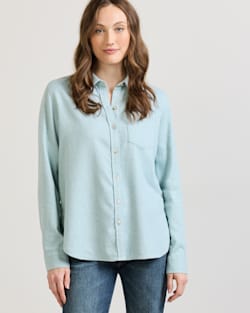 WOMEN'S COTTON FLANNEL RELAXED SHIRT IN SEA BLUE image number 1