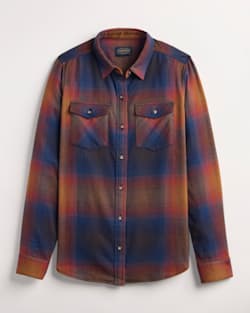 PLAID COTTON FLANNEL WESTERN SHIRT IN NAVY/SUNSET OMBRE image number 1