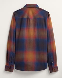 ALTERNATE VIEW OF PLAID COTTON FLANNEL WESTERN SHIRT IN NAVY/SUNSET OMBRE image number 2