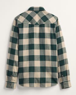 ALTERNATE VIEW OF PLAID COTTON FLANNEL WESTERN SHIRT IN TAN/EVERGREEN PLAID image number 2
