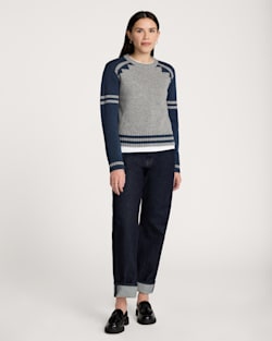ALTERNATE VIEW OF WOMEN'S GRAPHIC SHETLAND COLLECTION SWEATER IN GREY/BLUE HEATHER image number 6