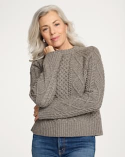 WOMEN'S FISHERMAN WOOL SWEATER IN STONE HEATHER image number 1