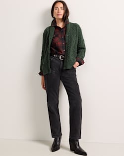 WOMEN'S FISHERMAN WOOL CARDIGAN IN DARK FIR image number 1