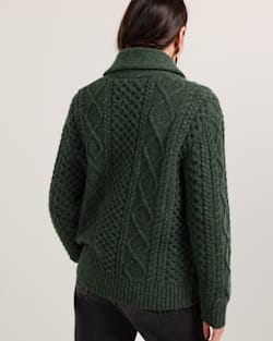 ALTERNATE VIEW OF WOMEN'S FISHERMAN WOOL CARDIGAN IN DARK FIR image number 3