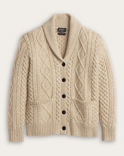 WOMEN'S FISHERMAN WOOL CARDIGAN IN DRIFTWOOD image number 1