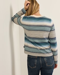 ALTERNATE VIEW OF WOMEN'S LONG-SLEEVE STRIPE DESCHUTES TEE IN TEAL/BLUE STRIPE image number 3