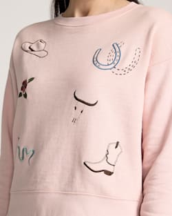 ALTERNATE VIEW OF WESTERN GRAPHIC FRENCH TERRY PULLOVER IN SOFT ROSE image number 4
