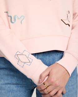 ALTERNATE VIEW OF WESTERN GRAPHIC FRENCH TERRY PULLOVER IN SOFT ROSE image number 5