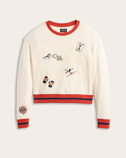 WOMEN'S SKI GRAPHIC FRENCH TERRY PULLOVER IN IVORY image number 1