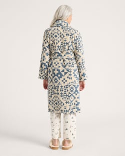 ALTERNATE VIEW OF BLUE RIDGE COTTON TERRY VELOUR ROBE IN BLUE/WHITE image number 2