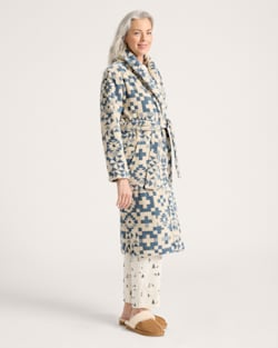 ALTERNATE VIEW OF BLUE RIDGE COTTON TERRY VELOUR ROBE IN BLUE/WHITE image number 3