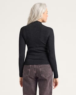 ALTERNATE VIEW OF WOMEN'S RIB MERINO MOCKNECK IN BLACK HEATHER image number 2