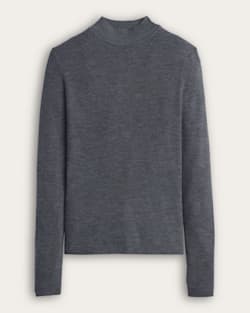 WOMEN'S RIB MERINO MOCKNECK IN GREY HEATHER image number 1