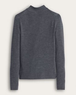 ALTERNATE VIEW OF WOMEN'S RIB MERINO MOCKNECK IN GREY HEATHER image number 2