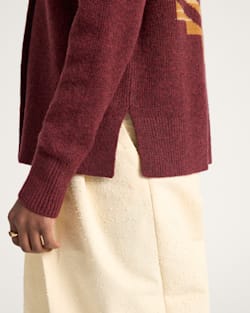 ALTERNATE VIEW OF WOMEN'S LAMBSWOOL TUMALO CARDIGAN IN BURGUNDY image number 4