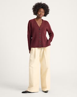 ALTERNATE VIEW OF WOMEN'S LAMBSWOOL TUMALO CARDIGAN IN BURGUNDY image number 5