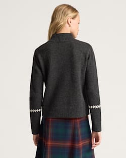 ALTERNATE VIEW OF WOMEN'S VINTAGE MOCKNECK MERINO PULLOVER IN BLACK image number 2