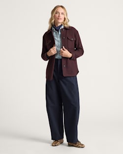ALTERNATE VIEW OF WOMEN'S WOOL SHIRT JACKET IN RED/BROWN image number 6