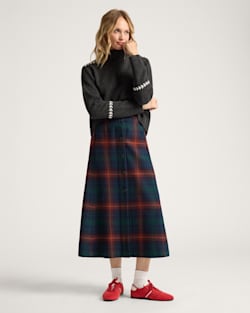ALTERNATE VIEW OF WOMEN'S PLAID WOOL SKIRT IN NAVY/COPPER image number 5
