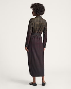 ALTERNATE VIEW OF WOMEN'S WORSTED WOOL WRAP DRESS IN BLACK OMBRE PLAID image number 2