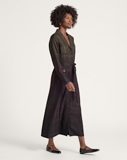 ALTERNATE VIEW OF WOMEN'S WORSTED WOOL WRAP DRESS IN BLACK OMBRE PLAID image number 3