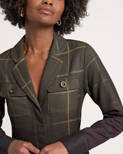 ALTERNATE VIEW OF WOMEN'S WORSTED WOOL WRAP DRESS IN BLACK OMBRE PLAID image number 4