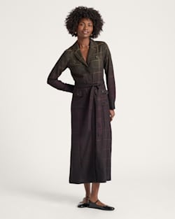 ALTERNATE VIEW OF WOMEN'S WORSTED WOOL WRAP DRESS IN BLACK OMBRE PLAID image number 5