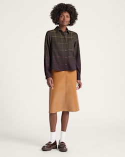 ALTERNATE VIEW OF WOMEN'S WORSTED WOOL ONE POCKET SHIRT IN BLACK/OLIVE OMBRE image number 6