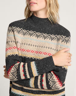 ALTERNATE VIEW OF WOMEN'S FAIR ISLE MERINO TURTLENECK IN BLACK MULTI image number 4