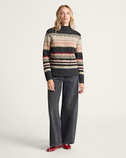 ALTERNATE VIEW OF WOMEN'S FAIR ISLE MERINO TURTLENECK IN BLACK MULTI image number 5