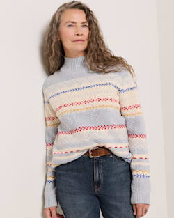 WOMEN'S FAIR ISLE MERINO TURTLENECK IN LIGHT BLUE MULTI image number 1